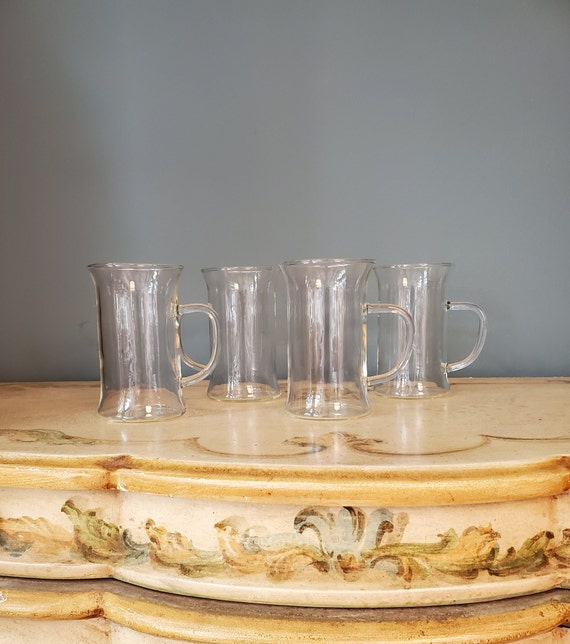 Set of 4 Blown Glass Irish Coffee Mugs, 596 