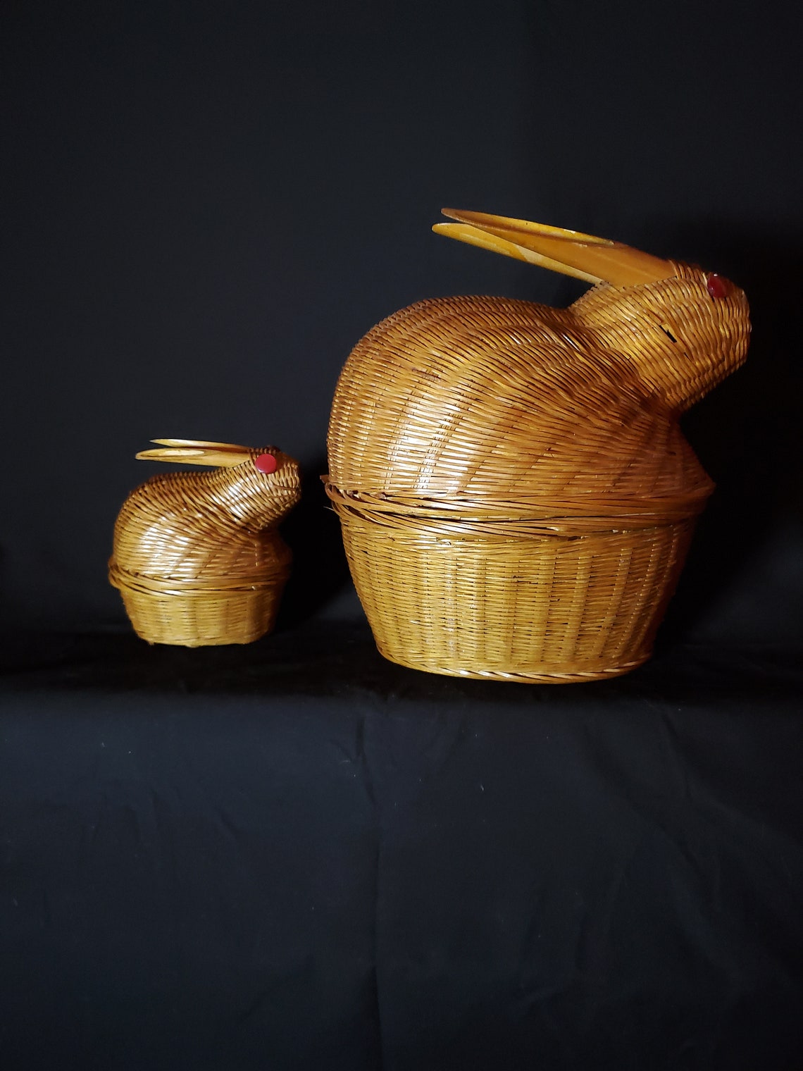 Bamboo and Wicker Nesting Rabbits 364 Etsy