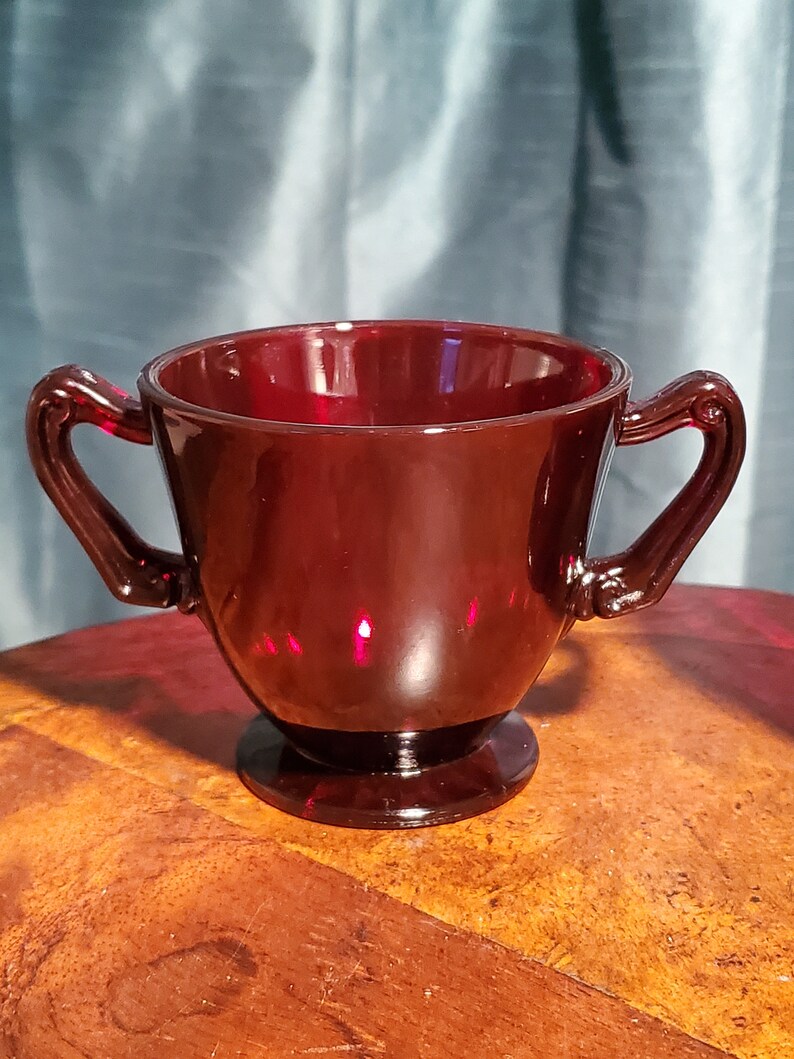 Anchor Hocking Ruby Red Creamer and Sugar Bowl Set 332 Etsy