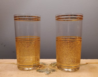 Pair MCM Signed Culver Barware Collins, Highball Glasses, #1016