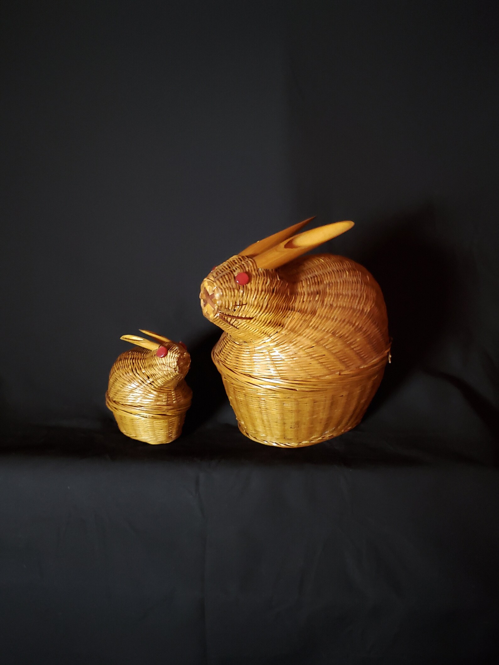 Bamboo and Wicker Nesting Rabbits 364 Etsy