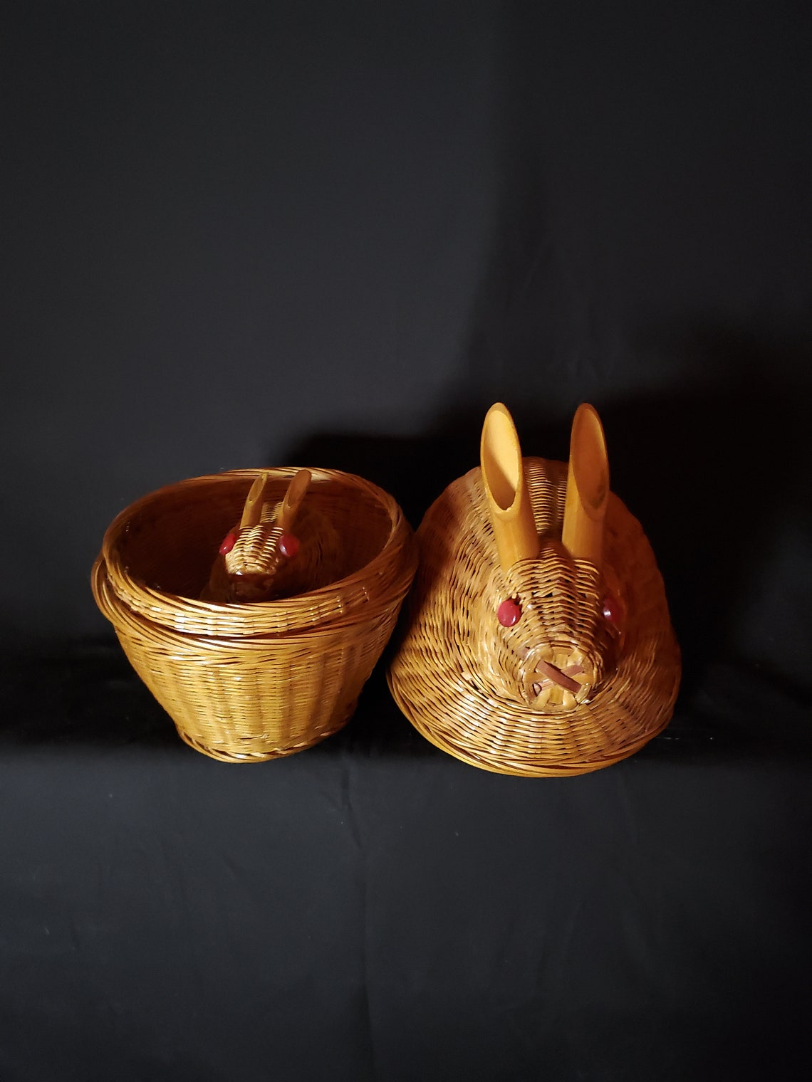 Bamboo and Wicker Nesting Rabbits 364 Etsy