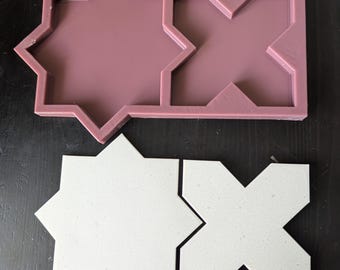 Bulk Order - Zellige Star & Cross Concrete Tile Mould Set — Handmade, Food-Grade Silicone, Moroccan Pattern Design, Stone Paver DIY Projects