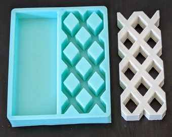 Multi-Cast Silicone Mould for Scales Blanks Knife Handle - Argyle Pattern