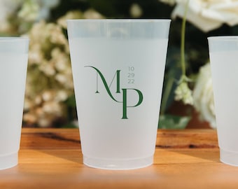 Customized Frosted Shatterproof Flex Cups, Personalized Wedding Favor Cups, Wedding Favors, Minimalistic Wedding, Modern Wedding