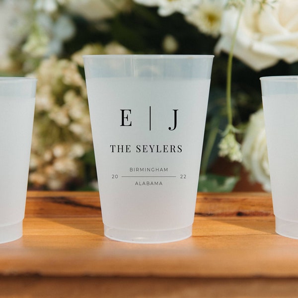 Customized Frosted Shatterproof Flex Cups, Personalized Wedding Favor Cups, Wedding Favors, Minimalistic Wedding, Modern Wedding