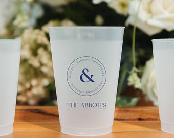 Personalized Frosted Flex Wedding Cups, Shatterproof Favors