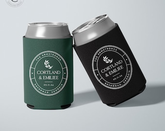 Custom Neoprene Can Cooler, Reception Favor, Huggers, Wedding Favor, Wedding Cooler, Collapsible Hugger