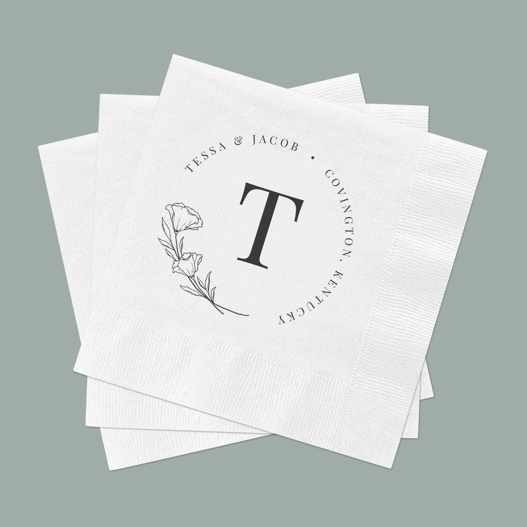 Personalized Wedding Cocktail Napkins, Custom Wedding Napkins, Wedding