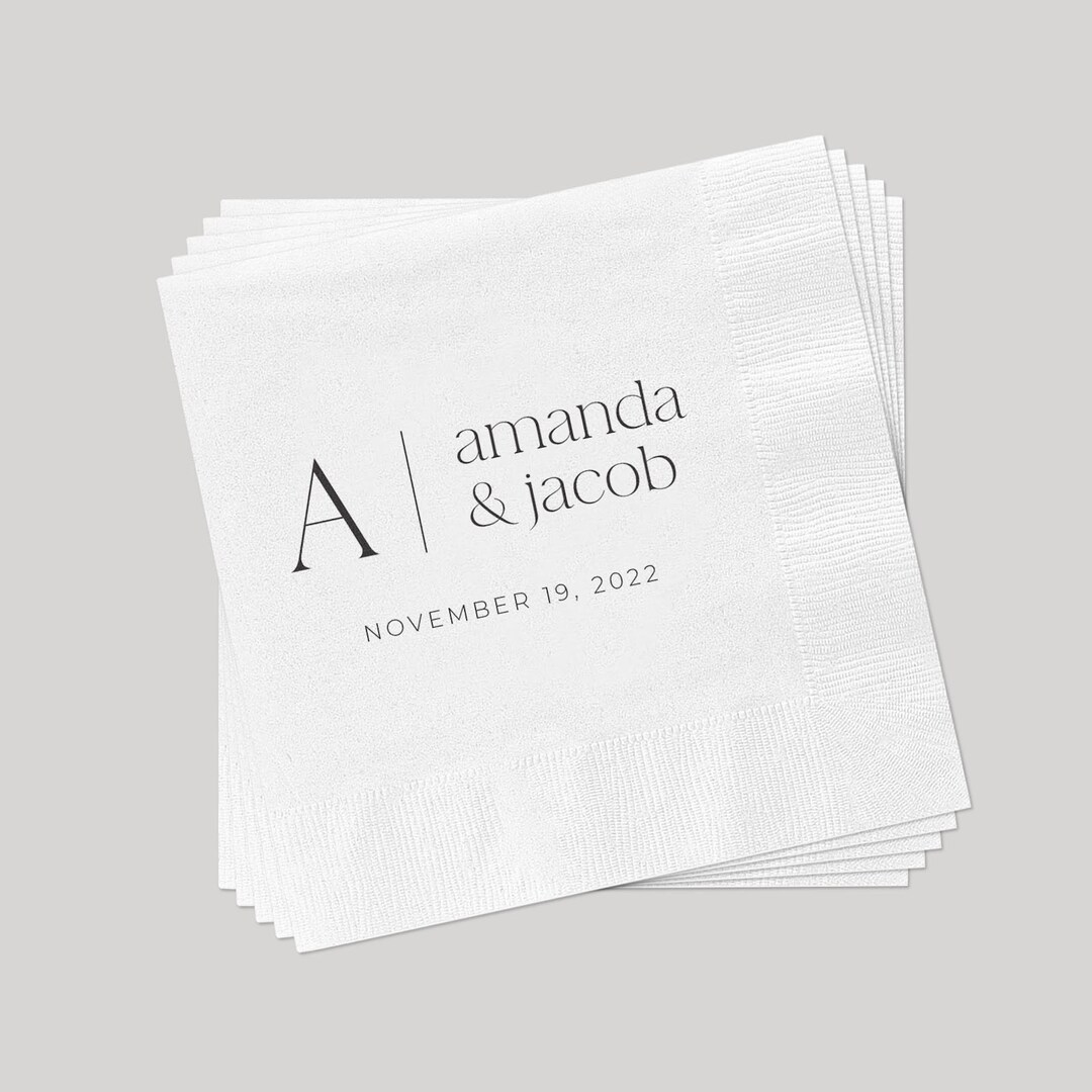Personalized Wedding Cocktail Napkins, Custom Wedding Napkins, Wedding