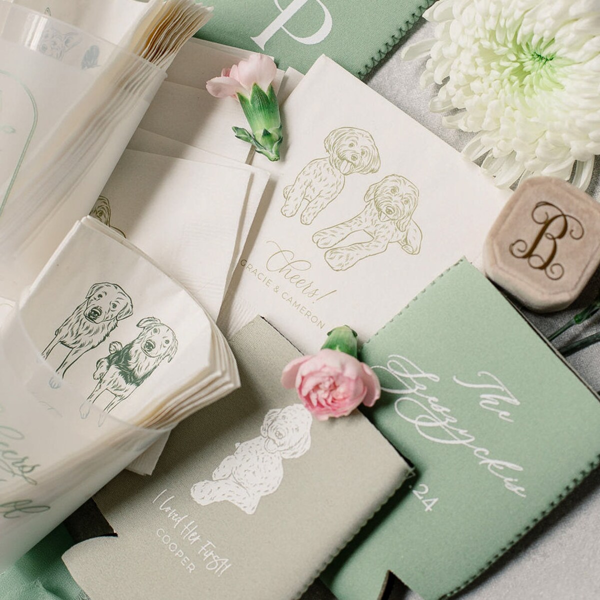 Custom Pet Cocktail Napkins for Weddings and Special Events - Personalized Wedding Napkins With Dog or Cat Illustrations - Etsy