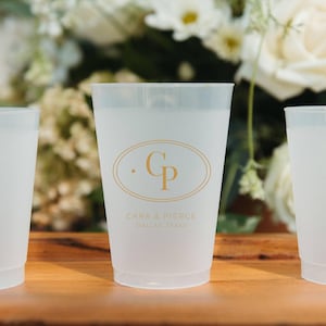Personalized Frosted Flex Cups, Minimalist Wedding Favors