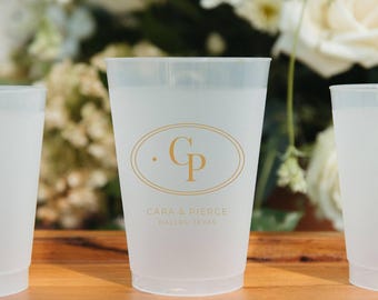 Personalized Frosted Flex Cups, Minimalist Wedding Favors