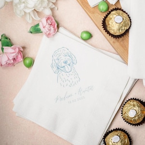 Servilletas de cóctel personalizadas para mascotas para bodas / Retrato personalizado de perro o gato / 5x5 pulgadas, 3 capas imagen 1