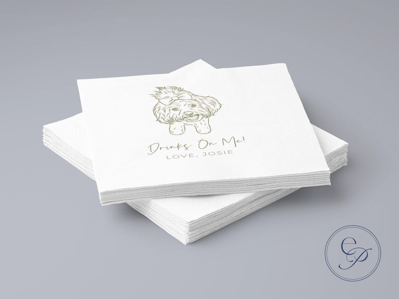 Servilletas de cóctel personalizadas para mascotas para bodas / Retrato personalizado de perro o gato / 5x5 pulgadas, 3 capas imagen 7