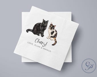 Personalized Pet Wedding Napkins | Custom Dog & Cat Illustration