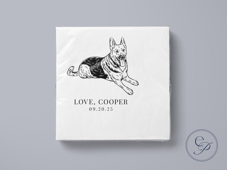 Servilletas de cóctel personalizadas para mascotas para bodas / Retrato personalizado de perro o gato / 5x5 pulgadas, 3 capas imagen 3