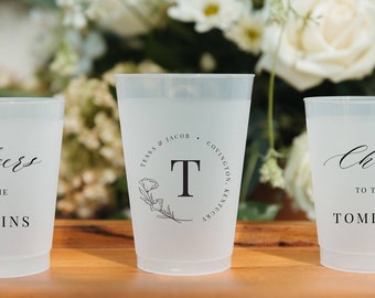 Customized Frosted Shatterproof Flex Cups, Personalized Wedding Favor Cups, Wedding Favors