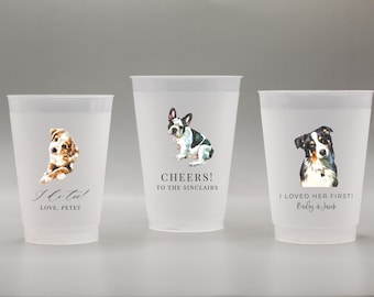 Full Color Customized Pet Frosted Shatterproof Flex Cups, Personalized Animal Wedding Favor Cups, Wedding Favors