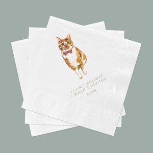 Full Color Personalized Pet Wedding Cocktail Napkins, Custom Wedding Napkins, Dog Cocktail Napkins Wedding, Couple Monogram Wedding image 4