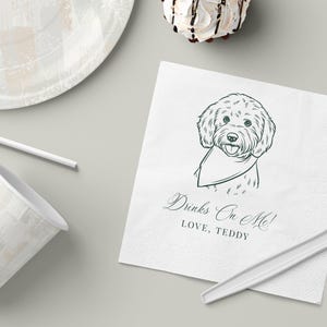 Servilletas de cóctel personalizadas para mascotas para bodas / Retrato personalizado de perro o gato / 5x5 pulgadas, 3 capas