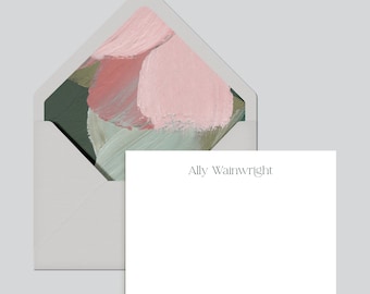 Personalized Letterpress Stationery Card Set | Custom Card Set of 25 Cards, 25 Premium Envelopes Adorned with Liners for Letter Writing