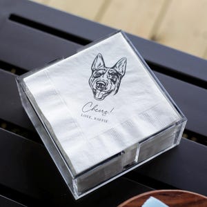 Servilletas de cóctel personalizadas para mascotas para bodas / Retrato personalizado de perro o gato / 5x5 pulgadas, 3 capas imagen 2