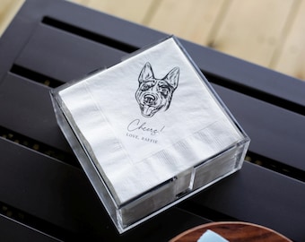 Pet Cocktail Napkins | Custom Wedding Napkins with Dogs or Cats | Personalized Pet Favors