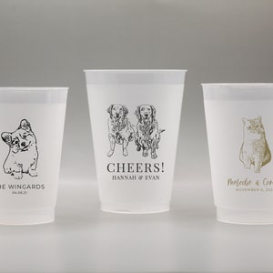 Customized Pet Frosted Shatterproof Frost-Flex Cups, Personalized Animal Wedding Favor Cups, Wedding Rception & Special Event Favors