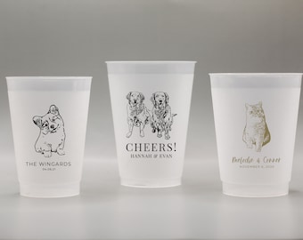 Customized Pet Frosted Shatterproof Frost-Flex Cups, Personalized Animal Wedding Favor Cups, Wedding Rception & Special Event Favors