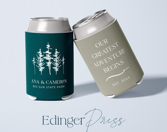 Neoprene Mountain Wedding Can Cooler: Personalized Reception Favor
