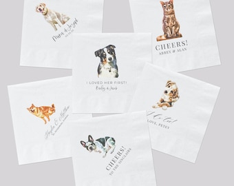Full Color Personalized Pet Wedding Cocktail Napkins