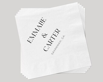 Personalized Wedding Cocktail Napkins, Custom Wedding Napkins, Wedding Favors, Minimalistic Wedding, Modern Wedding