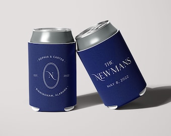 Custom Wedding Coolers, Personalized Can Cooler, Reception Favor, Beer Insulator, Huggers, Wedding Favor, Wedding Cooler, Collapsible Hugger