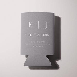 Neoprene Can Coolers Custom Designed for Weddings | Personalized Monogram Wedding Drink Holders with Initials | Beer Holder image 2