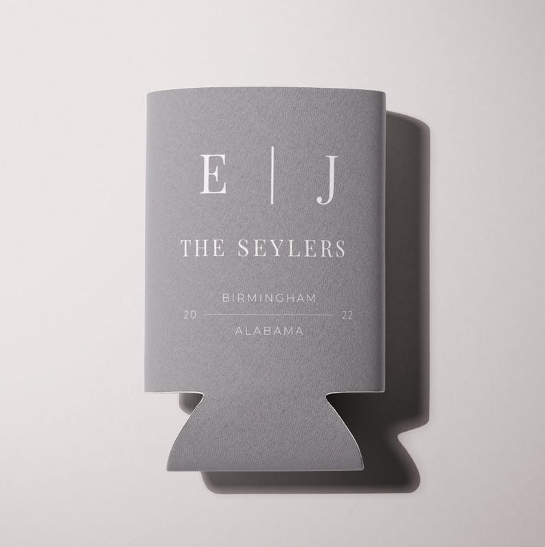 Neoprene Can Coolers Custom Designed for Weddings | Personalized Monogram Wedding Drink Holders with Initials | Beer Holder image 2