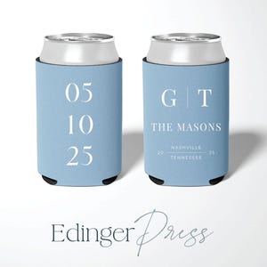 Neoprene Can Coolers Custom Designed for Weddings | Personalized Monogram Wedding Drink Holders with Initials | Beer Holder image 3