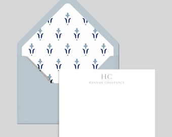 Personalized Letterpress Stationery Set: Custom Cards with Lined Envelopes