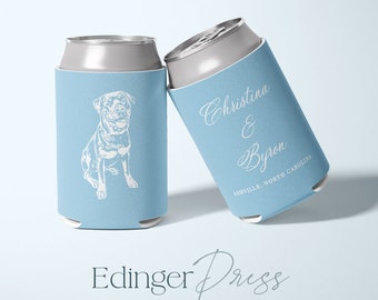 Neoprene Animal Wedding Custom Can Coolers, Personalized Pet Wedding Can Coolers, Wedding Favors