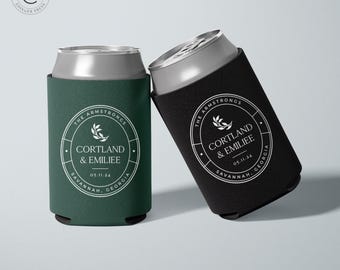 Custom Wedding Neoprene Can Coolers, Personalized Reception Favor
