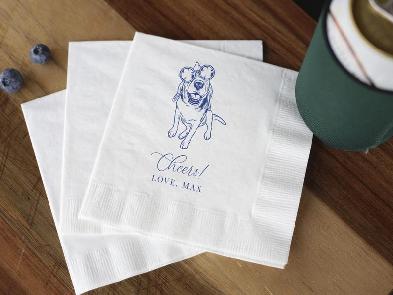Servilletas de cóctel personalizadas para mascotas para bodas / Retrato personalizado de perro o gato / 5x5 pulgadas, 3 capas imagen 6