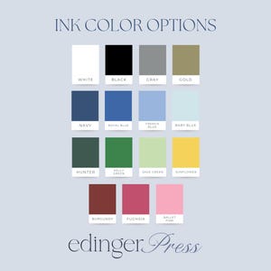 a collection of 12 different ink color options, each with a unique color and label, arranged in a grid format.