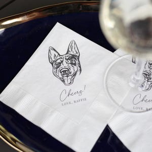 Servilletas de cóctel personalizadas para mascotas para bodas / Retrato personalizado de perro o gato / 5x5 pulgadas, 3 capas imagen 5