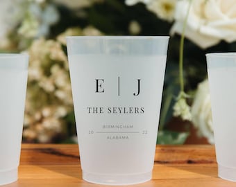 Custom Frosted Wedding Plastic Cups | Personalized Shatterproof Drinkware for Minimalist Parties & Event Gifts