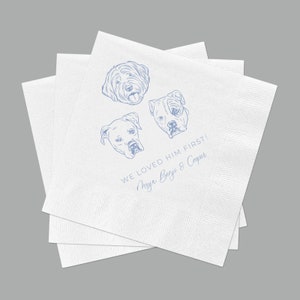 Custom Pet Cocktail Napkins for Weddings and Special Events Personalized Wedding Napkins with Dog or Cat Illustrations image 4