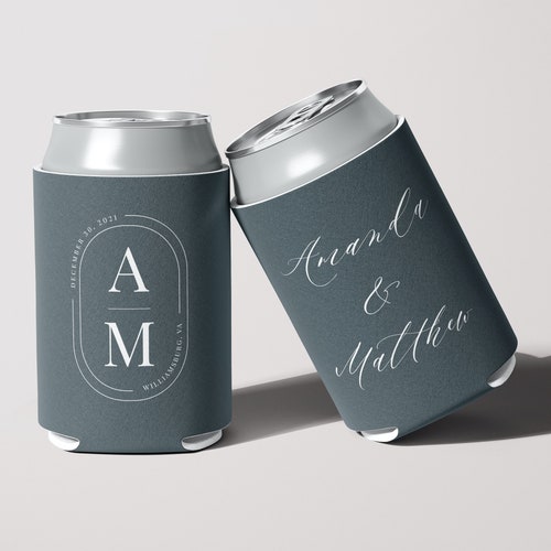 Custom Wedding Can Coolers Personalized Wedding Can Coolers Etsy