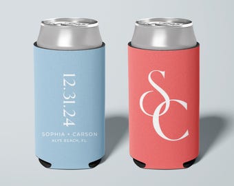 Slim Neoprene Can Coolers | Custom Wedding Can Coolers, Personalized Pet Wedding Can Coolers, Wedding Favors, Insulated Can Huggers