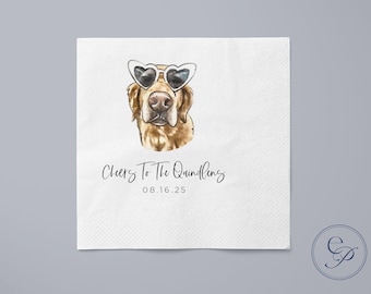 Full Color Personalized Pet Wedding Cocktail Napkins, Custom Wedding Napkins, Dog Cocktail Napkins Wedding, Couple Monogram Wedding