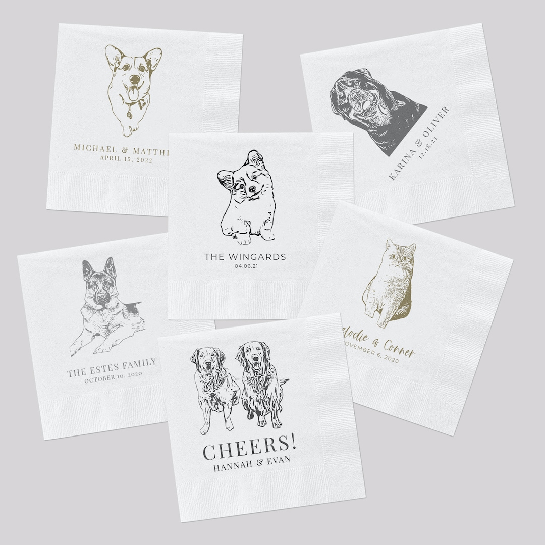 Custom Pet Cocktail Napkins for Weddings and Special Events