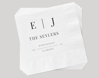 Personalized Wedding Cocktail Napkins, Custom Wedding Napkins, Wedding Favors, Minimalistic Wedding, Modern Wedding